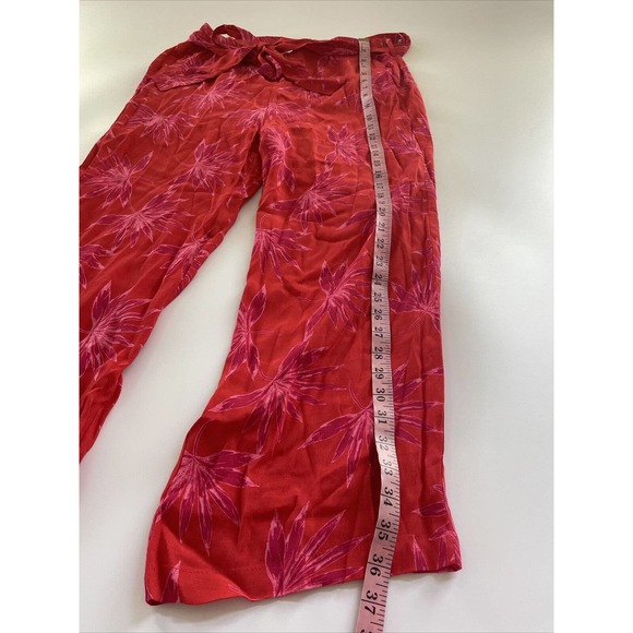 Dee Elly 2 Piece Pants and Cropped Top Outfit Hawaiian Print Red Women's Large - Picture 3 of 11